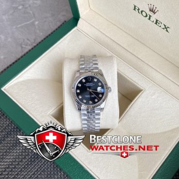 Real photos of the Rolex Datejust 31mm Ref m178274 0014 Black Dial Diamond Super Clone Watch (7)