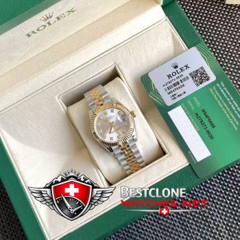 Real photos of the Rolex Datejust 31mm Ref m278273 0020 Silver Dial Diamond Super Clone Watch (3)
