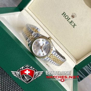 Real photos of the Rolex Datejust 31mm Ref m278273 0020 Silver Dial Diamond Super Clone Watch (6)