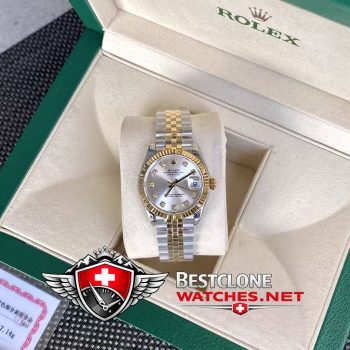 Real photos of the Rolex Datejust 31mm Ref m278273 0020 Silver Dial Diamond Super Clone Watch (8)