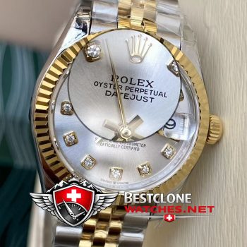 Real photos of the Rolex Datejust 31mm Ref m278273 0020 Silver Dial Diamond Super Clone Watch (9)