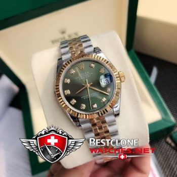 Real photos of the Rolex Datejust 31mm Ref m278273 0030 Green Dial Diamond Watch (5)