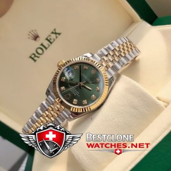 Real photos of the Rolex Datejust 31mm Ref m278273 0030 Green Dial Diamond Watch (7)