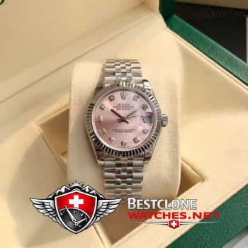 Real photos of the Rolex Datejust 31mm Ref m279174 0003 Pink Dial Diamond Super Clone Watch (1)