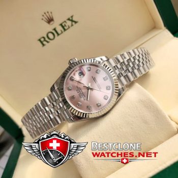Real photos of the Rolex Datejust 31mm Ref m279174 0003 Pink Dial Diamond Super Clone Watch (4)