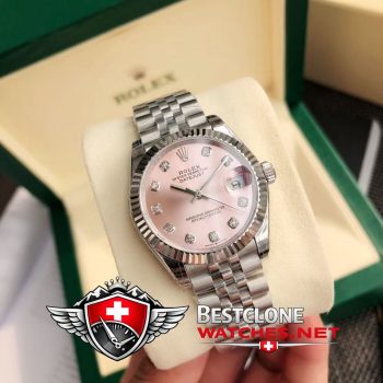 Real photos of the Rolex Datejust 31mm Ref m279174 0003 Pink Dial Diamond Super Clone Watch (7)