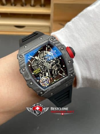 Richard Mille RM 35 02 Rafa Nadal Super Clone Watch – NTPT Carbon 11 Replica Skeleton Dial (9)