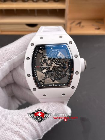 Richard Mille RM055 White Ceramic Super Clone Watch – Skeleton Dial 1：1 Replica (1)
