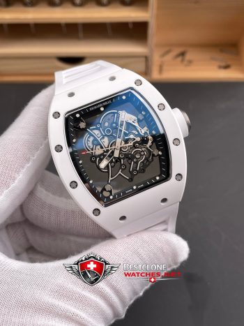 Richard Mille RM055 White Ceramic Super Clone Watch – Skeleton Dial 1：1 Replica (2)