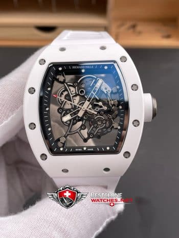 Richard Mille RM055 White Ceramic Super Clone Watch – Skeleton Dial 1：1 Replica (3)