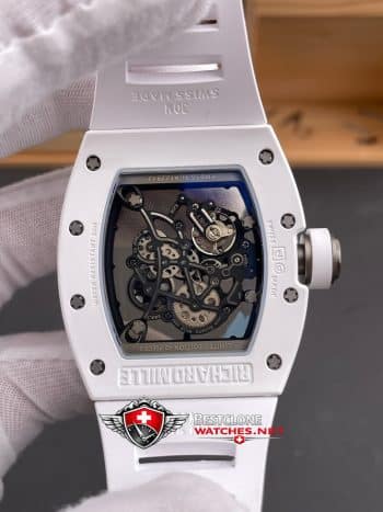 Richard Mille RM055 White Ceramic Super Clone Watch – Skeleton Dial 1：1 Replica (5)