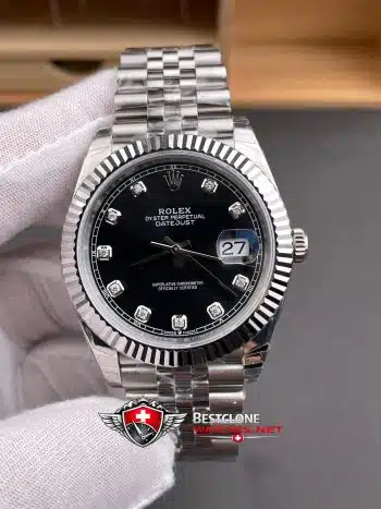 Rolex Datejust 41mm Ref m126334 0012 Black Dial Diamond Super Clone Watch (3)