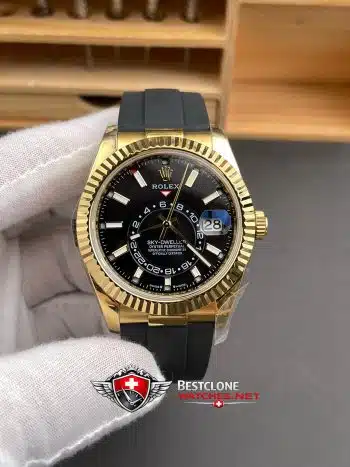 Reloj Rolex Sky Dweller Esfera Negra Pulsera Caucho Ref M326238 0009 Super Clone (1)