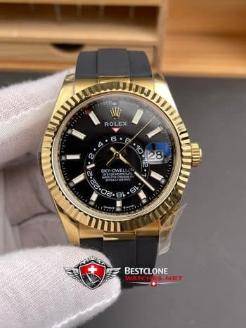 Rolex Sky Dweller Black Dial Rubber Bracelet Ref M326238 0009 Super Clone Watch (3)