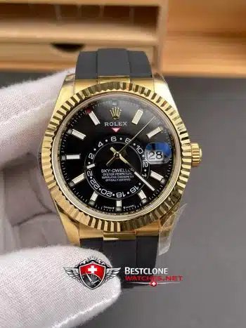 Rolex Sky Dweller Esfera Negra Pulsera de Caucho Ref M326238 0009 Super Clone Watch (3)