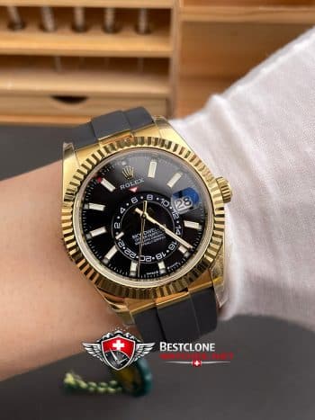 Rolex Sky Dweller Black Dial Rubber Bracelet Ref M326238 0009 Super Clone Watch (9)