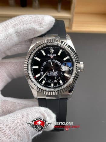 Rolex Sky Dweller Black Dial Rubber Bracelet Ref M336239 0002 Super Clone Watch (1)