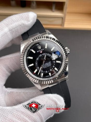 Rolex Sky Dweller Black Dial Rubber Bracelet Ref M336239 0002 Super Clone Watch (2)