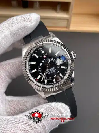 Rolex Sky Dweller Black Dial Rubber Bracelet Ref M336239 0002 Super Clone Watch (2)