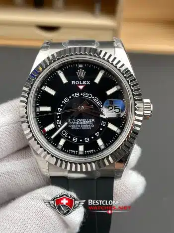 Reloj Rolex Sky Dweller Esfera Negra Pulsera Caucho Ref M336239 0002 Super Clone (3)