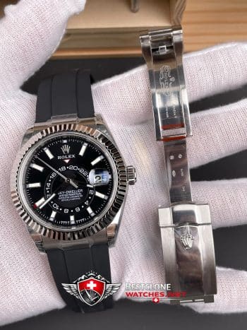 Rolex Sky Dweller Black Dial Rubber Bracelet Ref M336239 0002 Super Clone Watch (8)