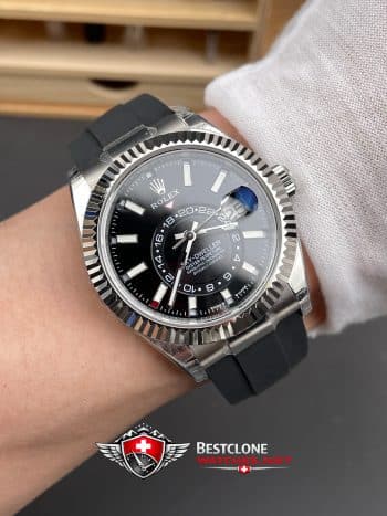 Rolex Sky Dweller Black Dial Rubber Bracelet Ref M336239 0002 Super Clone Watch (9)