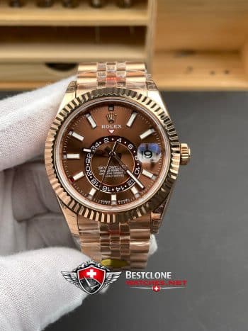 Rolex Sky Dweller Chocolate Dial Jubilee Bracelet Ref M336935 0006 Super Clone Watch (1)