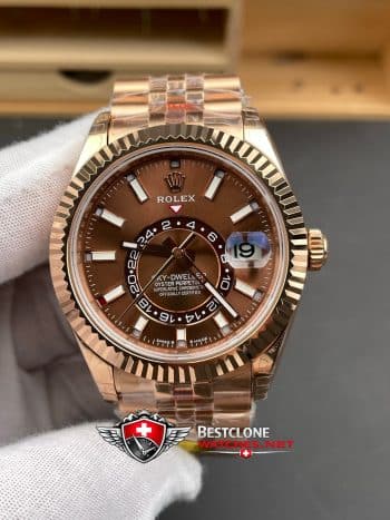 Rolex Sky Dweller Chocolate Dial Jubilee Bracelet Ref M336935 0006 Super Clone Watch (3)
