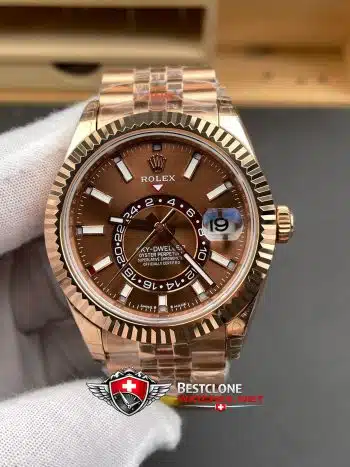 Rolex Sky Dweller Chocolate Dial Jubilee Pulsera Ref M336935 0006 Super Clone Watch (3)