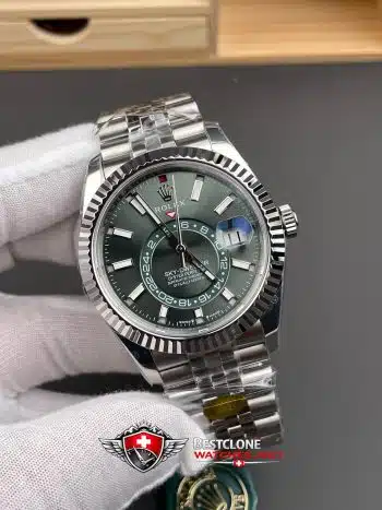 Rolex Sky Dweller Green Dial Oyster Bracelet Ref 336934 9002 Super Clone Watch (2)