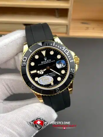 Rolex Yacht Master 18k Oro Amarillo Super CloneSwiss Reloj Replica OysterFlex Correa de caucho Ref 226658 3235 Movimiento Suizo (3)