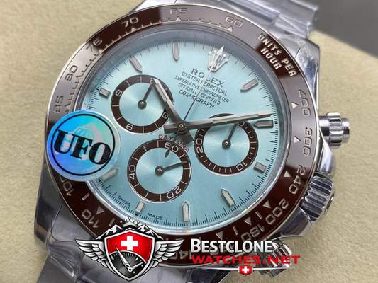 UFO Ice Blue Daytona Dial Close Up