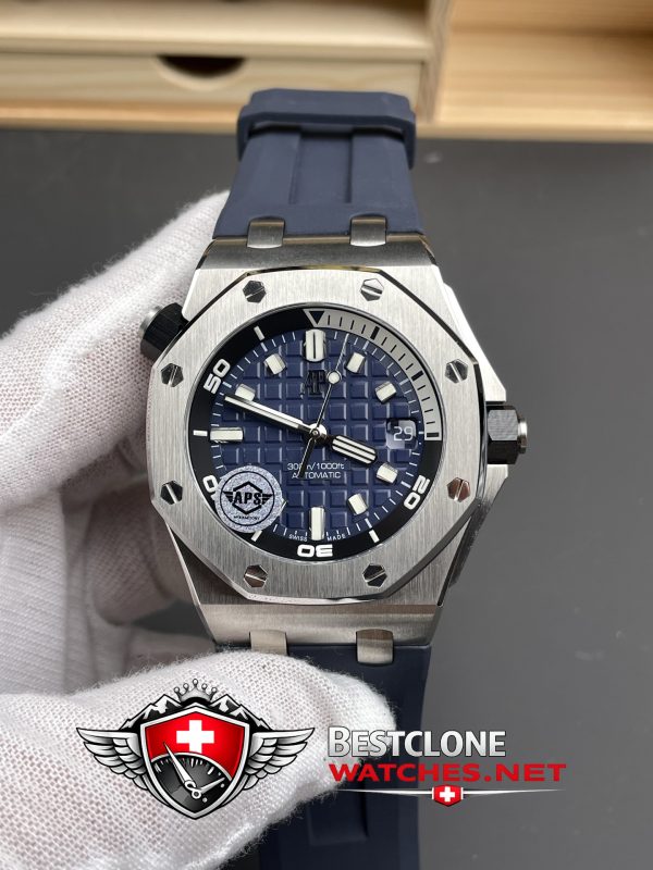 audemars piguet replica royal oak offshore 15720st blue front.jpg