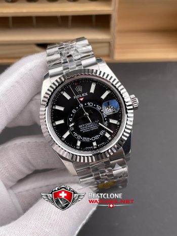 sky dweller super clone angle view fluted bezel