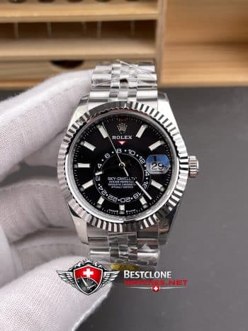 sky dweller super clone front view black dial
