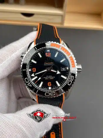 Omega Seamaster Planet Ocean 600M 215.32.44.21.01.001 Super Clon Reloj - Esfera Negro Bisel Naranja Replica (1)
