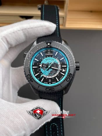 Omega Seamaster Worldtimer 215.92.46.22.01.006 Super Clon Reloj - Esfera Turquesa Titanio 11 Replica (1)