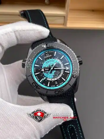 Omega Seamaster Worldtimer 215.92.46.22.01.006 Super Clone Watch – Turquoise Dial Titanium 11 Replica (2)
