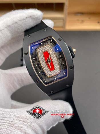 Richard Mille RM07 01 Black Ceramic Super Clone Watch – Diamond Red Lips Dial CRMA2 11 Ladies Replica (2)