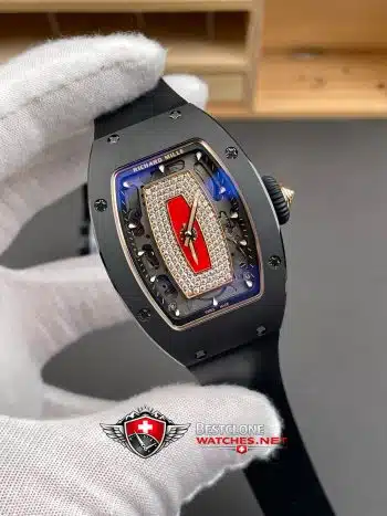Richard Mille RM07 01 Black Ceramic Super Clone Watch – Diamond Red Lips Dial CRMA2 11 Ladies Replica (2)