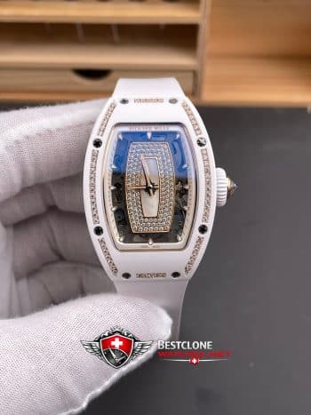 Richard Mille RM07 01 White Ceramic Super Clone Watch – Mother of Pearl Diamond Dial CRMA2 Ladies Replica (1)