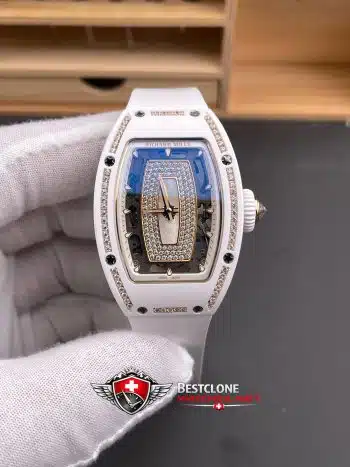 Richard Mille RM07 01 White Ceramic Super Clone Watch – Mother of Pearl Diamond Dial CRMA2 Ladies Replica (1)
