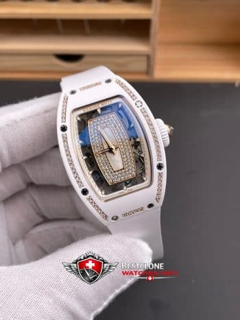 Richard Mille RM07 01 White Ceramic Super Clone Watch – Mother of Pearl Diamond Dial CRMA2 Ladies Replica (2)