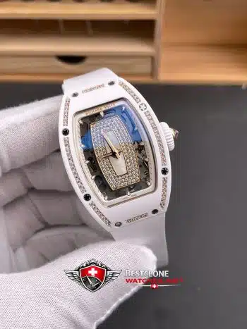 Richard Mille RM07 01 White Ceramic Super Clone Watch – Mother of Pearl Diamond Dial CRMA2 Ladies Replica (2)