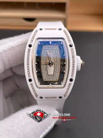 Richard Mille RM07 01 White Ceramic Super Clone Watch – Mother of Pearl Diamond Dial CRMA2 Ladies Replica (3)