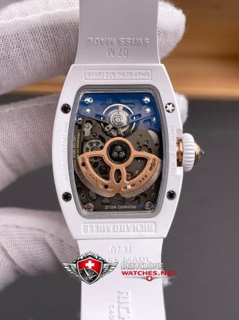 Richard Mille RM07 01 White Ceramic Super Clone Watch – Mother of Pearl Diamond Dial CRMA2 Ladies Replica (5)