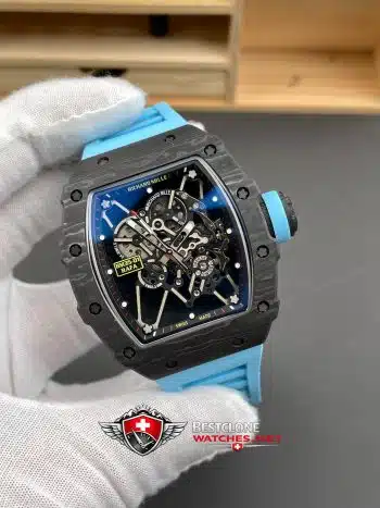 Richard Mille RM35 01 RAFA Super Clone Watch – NTPT Carbon Blue Strap RMUL3 Skeleton 11 Replica (2)