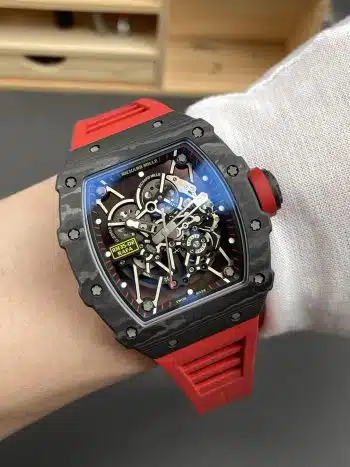 Richard Mille RM35 02 RAFA Super Clon Reloj - NTPT Carbono Anillo Rojo 11 Replica RMAL1 Esqueleto Automático (9)