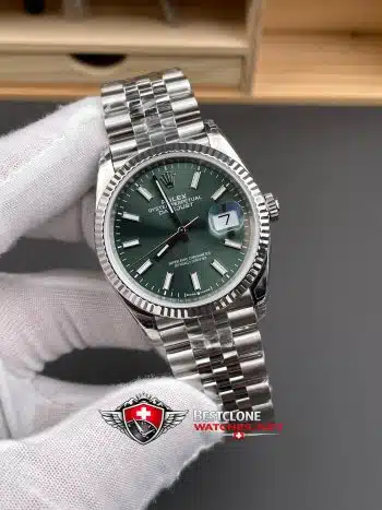 Rolex Datejust 36 Mint Green Dial Super Clone Watch 126234 Jubilee Fluted Bezel (2)