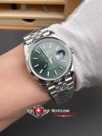 Rolex Datejust 36 Mint Green Dial Super Clone Watch 126234 Jubilee Fluted Bezel (9)